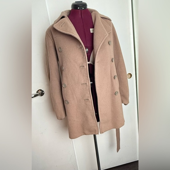 Women's Tan Double-Breasted Coat - Picture 3 of 7